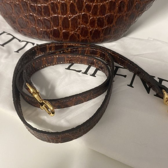 Little Liffner Tulip Croc-Embossed Leather Tote small - Cognac - Picture 10 of 11